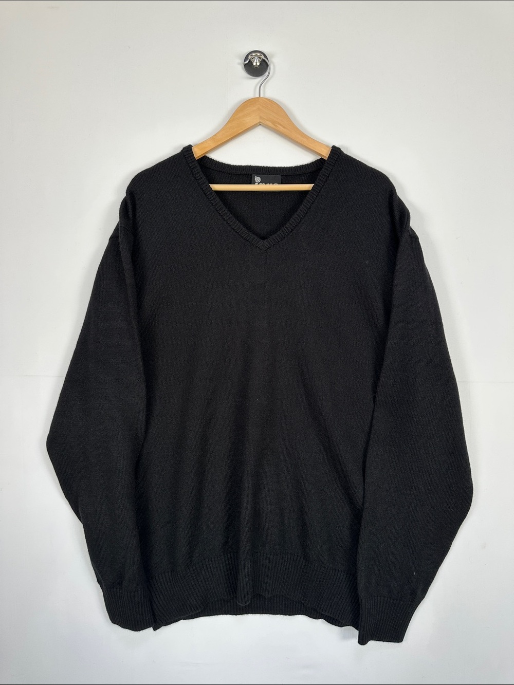 Ingo Alpaca Blend Sweater Black V Neck Knit XXL Made in Peru Minimalist